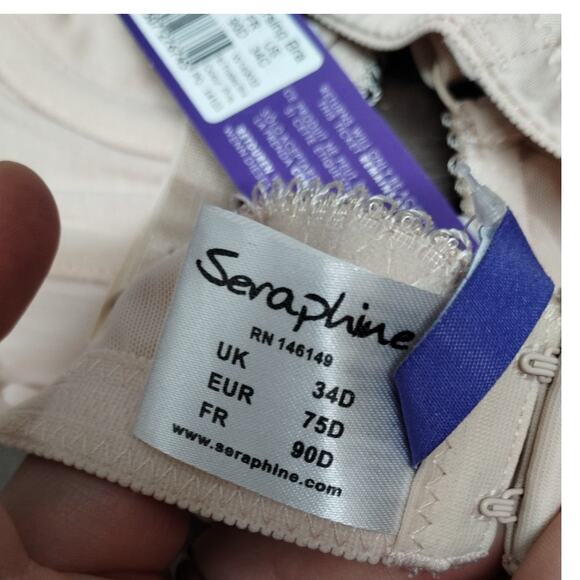 NWT Seraphine Bra Size 34C Pale Pink Wirefree Lace Trim Maternity & Nursing - Picture 6 of 9